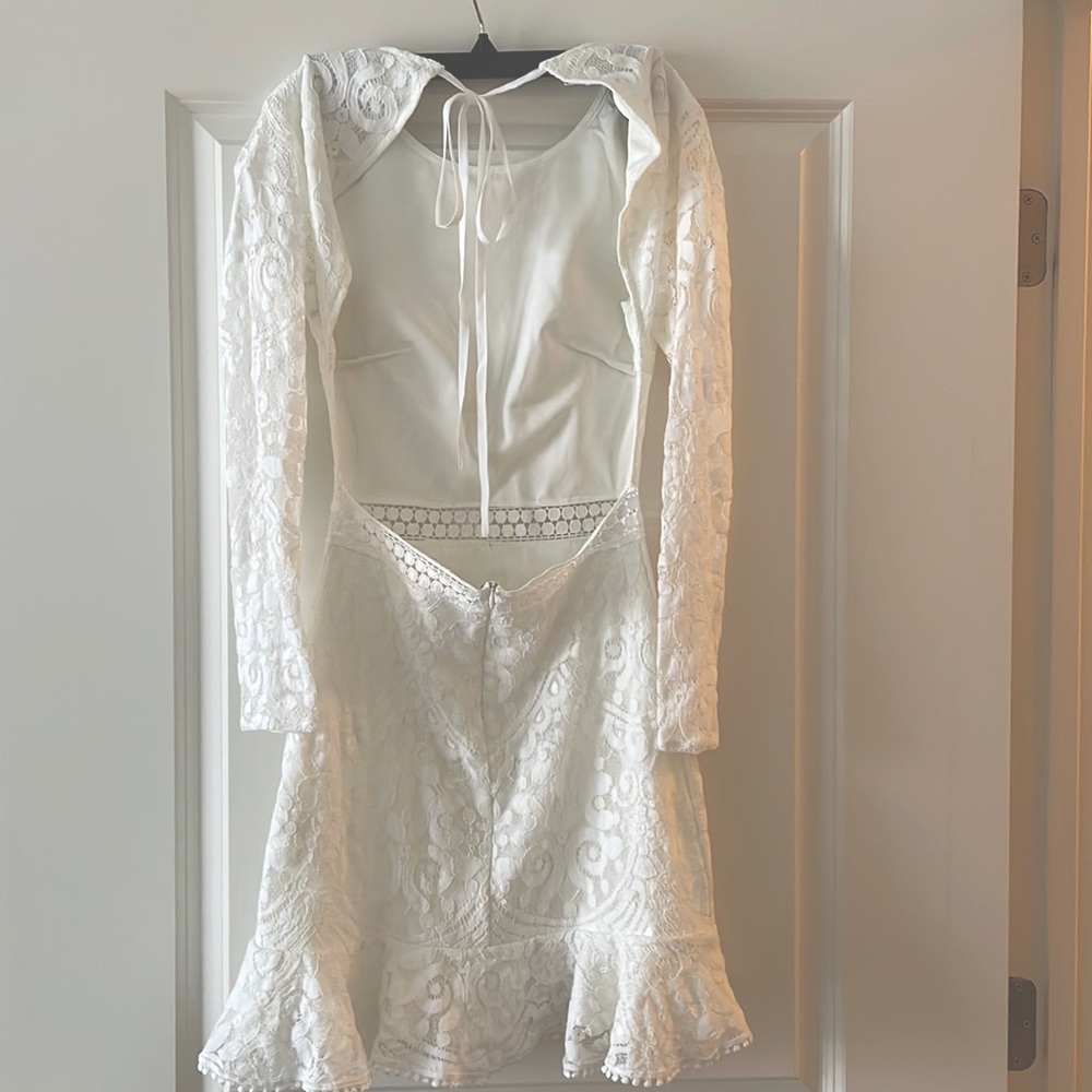 White Jaus long sleeve lace dress